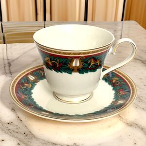 Nikko Christmas Tradition Cup & Saucer – Festive Holiday Bone China – Vintage